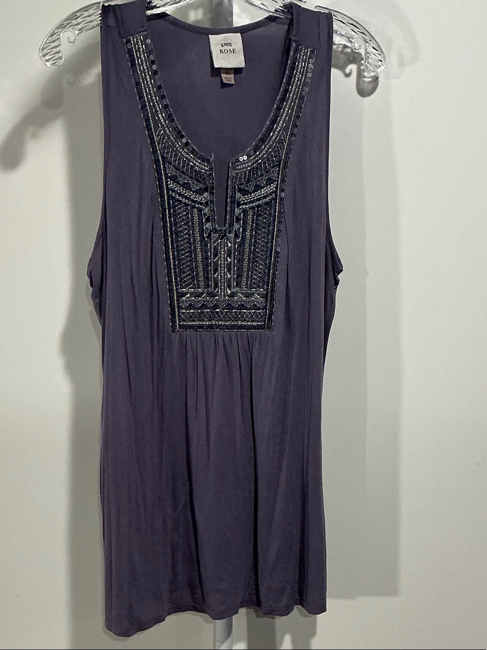 Knox Rose Embellished Sleeveless Tank in Purple